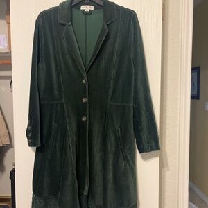Forest green corduroy button coat